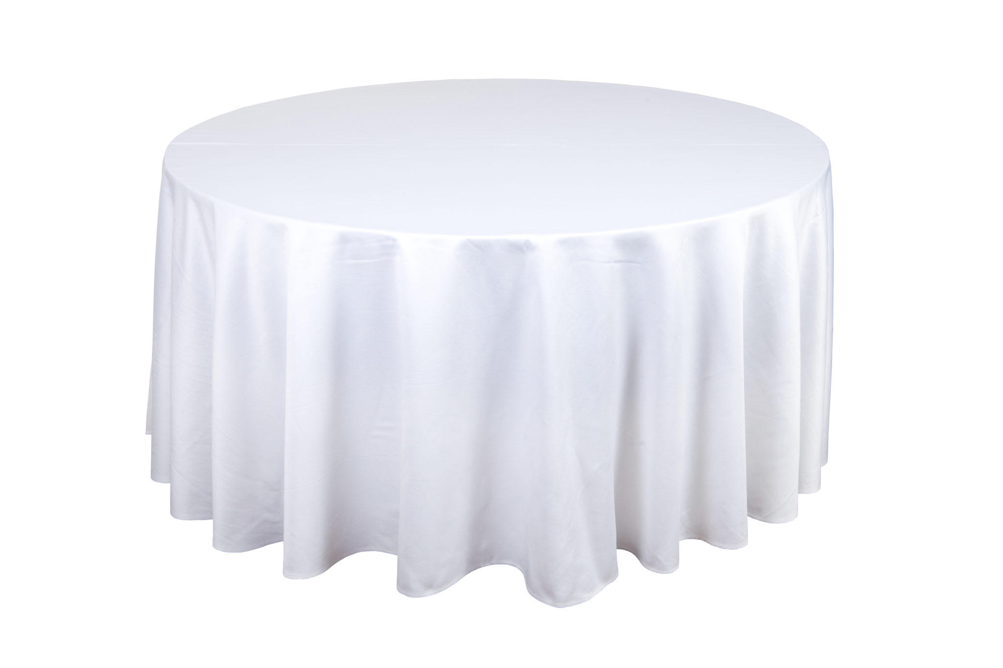 Круглый стол с белой скатертью